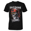 ハーレーダビッドソン ディストレス シェイディ スカル 半袖 Tシャツ Lサイズ ブラック ■ Harley-Davidson アパレル プリント メンズ シャツ