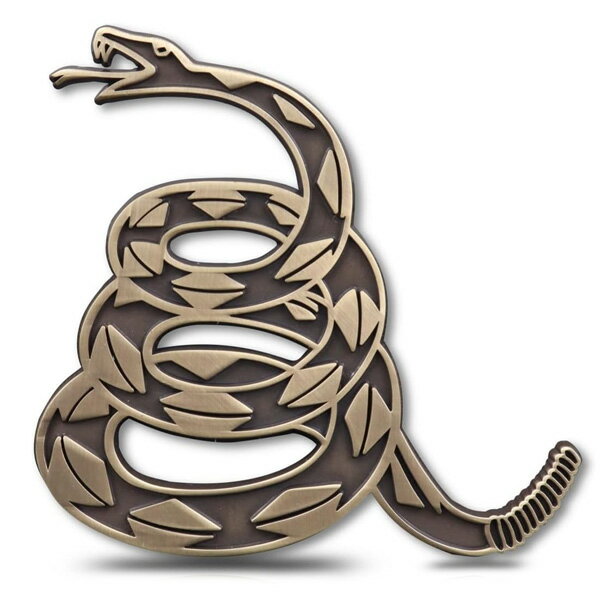 Emblems - don't tread on me スネーク 3D カーエンブレム メタルエンブレム ブロンズカラー 縦8cm×横8.5cm 貼り付けタイプ ■ 蛇 ガラガラヘビ アメリカ 車 カー用品 パーツ カスタム