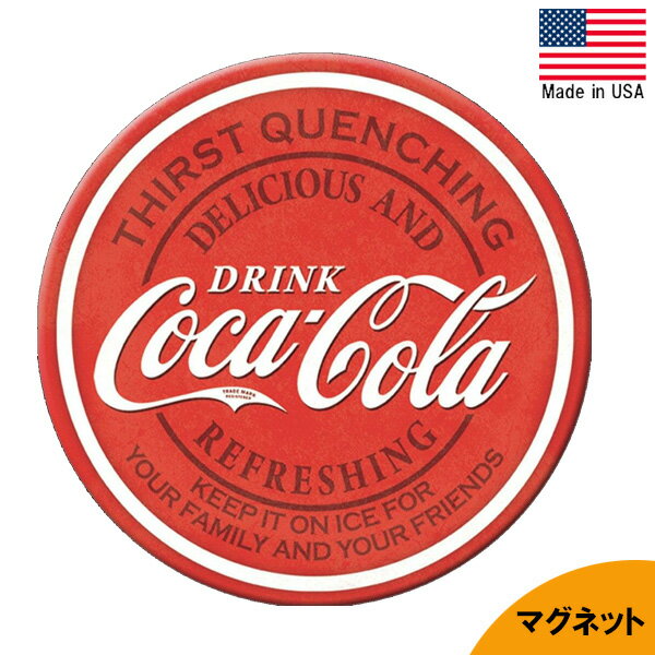 缶マグネット "Coca-Cola" コカ・コーラ ブリキ 直径7.5cm アメリカ製 ■ ドリンク コーラ 飲料 企業 丸型 磁石 雑貨 小物