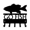 フィッシュ 5連 スチール フック GO FISH バス ブラック ■ インテリア 雑貨 シルエット 魚 ブラックバス フィッシング 釣り 動物 収納 ディスプレイ