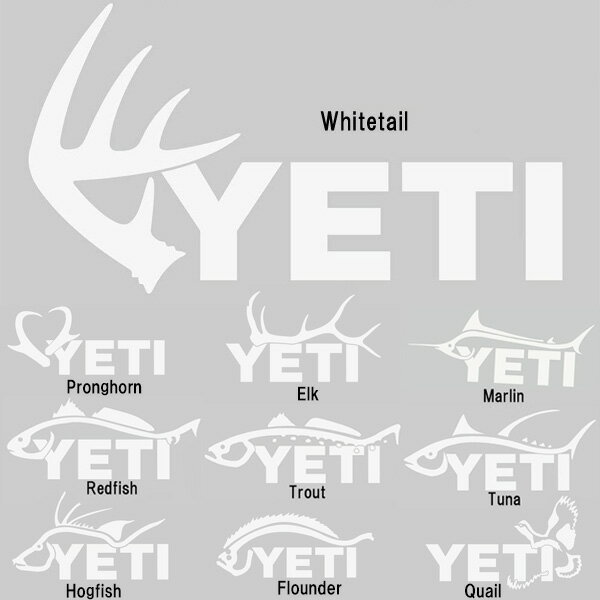 ステッカー YETI ロゴ 切抜きデカール 10種 ■ イエティ シール シカ アウトドア 雑貨 小物 ホワイト