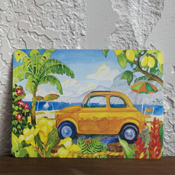 Rakuten - メタルサイン FIAT フィアット500 チンクチェント メタルサイン 18cm×25cm ■ インテリア 雑貨 ガレージ 壁掛け おしゃれ 店舗ディスプレイ ルパン 車 カー 看板