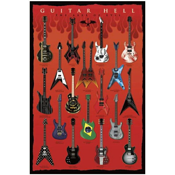 ポスター GUITAR HELL 91.5cm×61cm ■ ギター ロック ROCK 音楽 ミュージック インテリア 雑貨 ガレージ ディスプレイ