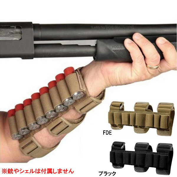 【GVN】【シェル ホルダー】12ゲージ用 ショットガンシェル ホルダー 腕用 FDE ブラック【実物用 サバゲー 射撃 シューティング 狩猟】