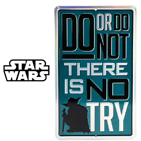 スターウォーズ ヨーダ メタルサイン ティンサイン 24.5cm×15cm サインボード ■ Star Wars do or do not there is no try インテリア 雑貨 ガレージ 壁掛け おしゃれ ブリキ看板 デザインボード TINプレート 店舗ディスプレイ アメリカ雑貨 アメリカン雑貨