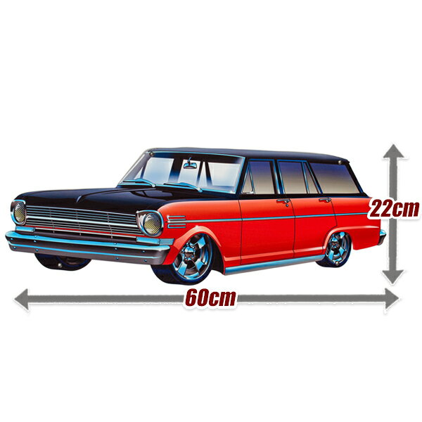 メタルサイン ノヴァワゴン 看板 22cm×60cm サインボード ■ NOVA WAGON ノバワゴン アメ車 インテリア 雑貨 ガレージ 壁掛け おしゃれ デザインボード アメリカ雑貨 アメリカン雑貨 [2]