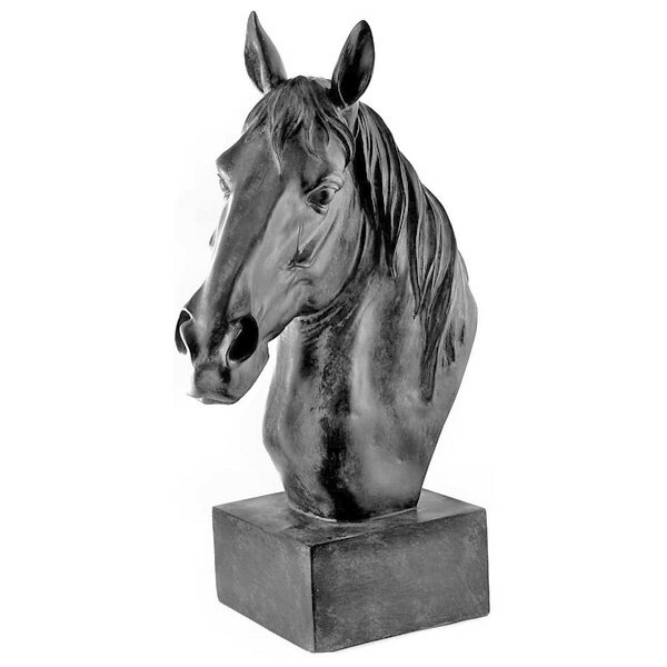 オブジェ ホースヘッド ポリストーン製 全高45cm ブラック ■ 馬 ウマ 頭 インテリア オブジェ