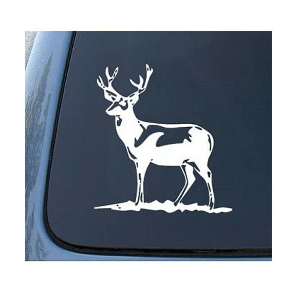 ステッカー 鹿 シルエット ホワイト 縦14cm×横13.5cm ■ シール デカール 雑貨 小物 ハンティング シカ ダイカット ◇ クリスマス プレゼント