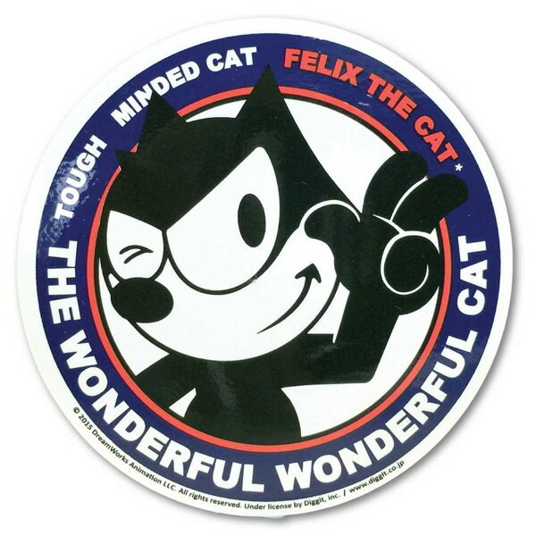 ステッカー フィリックス FELIX ウインク 丸型 デカール 直径8cm ■ Felix The Cat シール Cartoon アメリカ雑貨 バイク カーステッカー 猫 キャット