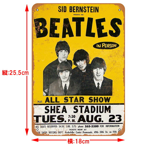 メタルサイン BEATLES ビートルズ 25.5cm×18cm ■ ブリキ看板 壁掛け 店舗 インテリア ショップ シェアスタジアム [3]