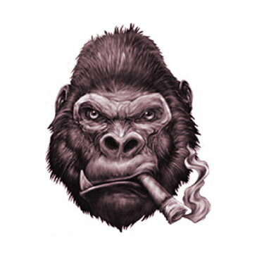 【ステッカー シール】スモーキングゴリラ デカール 約9.5cm×7.5cm【イラスト GORILLA 雑貨 サイン アメリカ カーステッカー】
