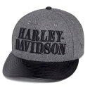 ハーレーダビッドソン メンズ ウール混 ベースボール キャップ ブラックグレー ■ Harley-Davidson 帽子 野球帽 バイク