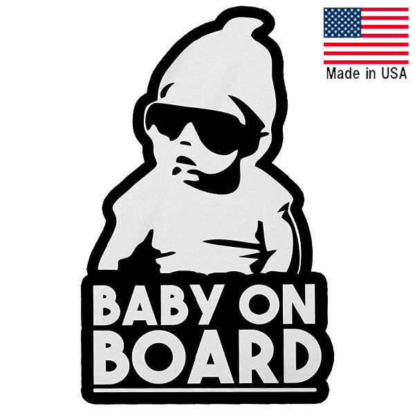 ステッカー BABY ON BOARD 赤ちゃん シール 縦12.5cm×横8cm ■ デカール 自動車 カーステッカー