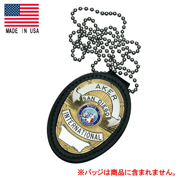 AKER エイカー シールドバッジホルダー バッククリップ付き No.A691 ■ アメリカ製 ブラック