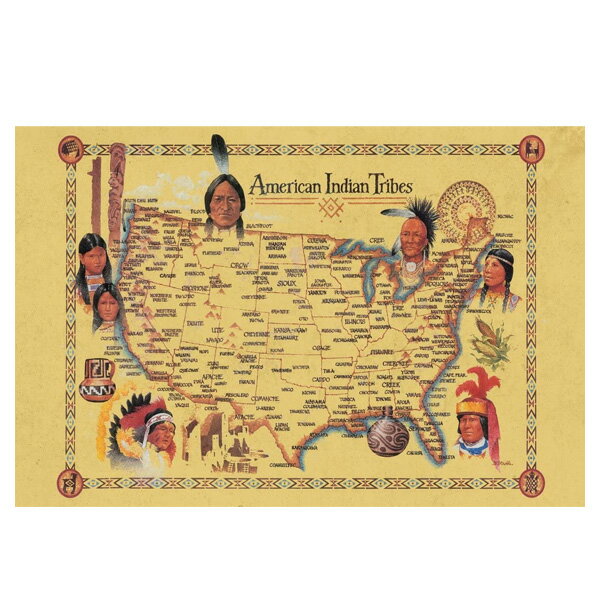 ポスター インディアン "American Indian Tribes" 輸入ポスター 31cm×46cm ■ 原住民 アメリカ 地図 雑貨 インテリア