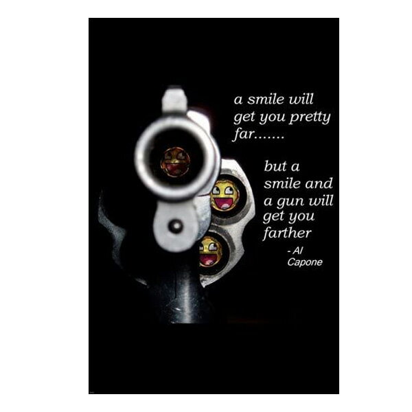 ポスター チャンバーにスマイル 輸入ポスター 91cm×61cm ■銃 薬室 弾 雑貨 インテリア おもしろ