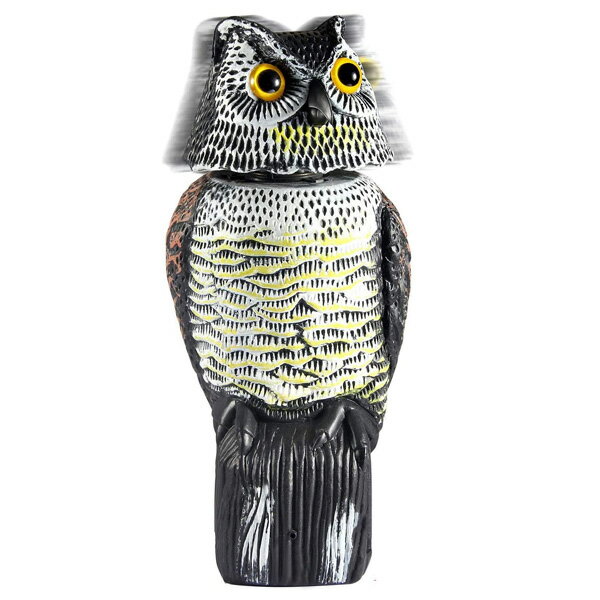 鳥獣駆除 デコイ フクロウ 音付き オブジェ ■ オウル フィギュア おとり カカシ 首振り インテリア 雑貨 像 置物