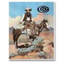 【コルト】【ブリキ看板】COLT ロゴ カウボーイ 油絵調 看板 40.5cm×31.5cm【雑貨 インテリア 壁掛け ガレージ ガン ミリタリー ウェスタン 馬 ブルー ホワイト ブラウン】