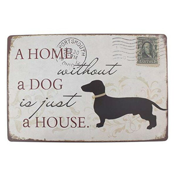 A HOME without a DOG is just a HOUSE. レターモチーフ ビンテージ調 看板 20cm×30cm