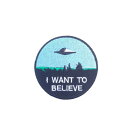X-ファイル ワッペン "I WANT TO BELIEVE" パッチ 直径7.5cm ■ X-file 雑貨 小物 海外ドラマ