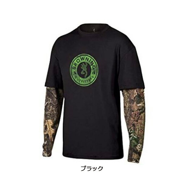 【ブローニング】【Tシャツ】メンズ ロングスリーブ ライダーカモTシャツ ティンバー ブラック ミディアム（Mサイズ）【BROWNING 長袖】