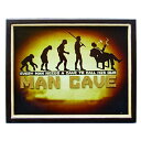 【木製サイン】MAN CAVE EVERY MAN NEEDS A CAVE TO CALL HIS OWN ビンテージ調 40cm×50cm【インテリア 雑貨 壁掛け ガレージ 手塗り ブラウン イエロー ブラック】