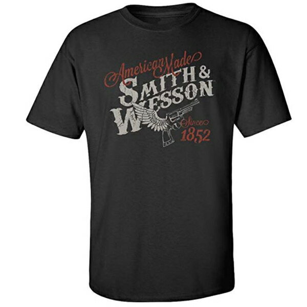 【スミス＆ウェッソン】【半袖 Tシャツ】Smith & Wesson American Made ウイング＆ガン メンズ Mサイズ ブラック【アパレル ミリタリー サバゲー 銃 ガン】