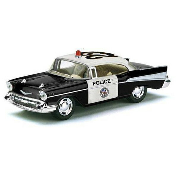 【ミニカー】【シボレー】1957 ベルエア ポリスカー プルバック 1:40スケール【CHEVROLET Bel Air POLICE 車 カー 警察 パトカー トイ おもちゃ KiNSMART】