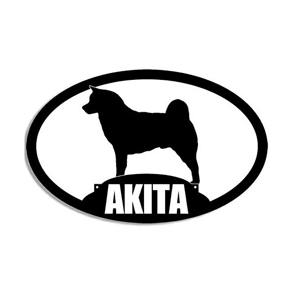 Rakuten - 【ステッカー シール】AKITA 秋田犬 シルエット オーバル型 デカール 約8cm×12.5cm【アメリカ 犬 雑貨 小物 サイン カーステッカー】