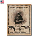 ブリキ看板 Smith & Wesson Revolvers ビンテージ調 サイン 40.5cm×32cm Made in USA ■ スミス&ウェッソン S&W リボルバー 銃 ガン ミリタリー インテリア 雑貨 ガレージ ブラウン ブラック