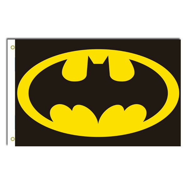 【フラッグ】バットマン ロゴ フラッグ 91cm×152cm ブラック＆イエロー【batman bat man バットシグナル 映画 ヒーロー キャラクター 壁掛け ガレージ】