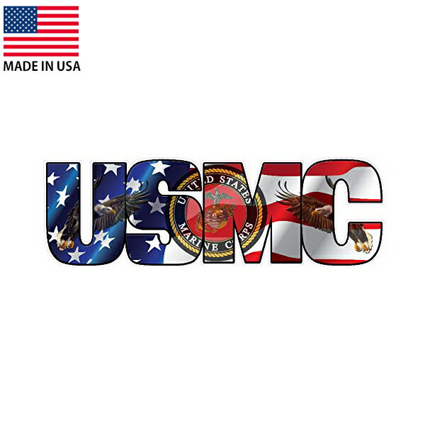 ステッカー USMC アメリカ海兵隊 星条旗 約6.5cm×約20.5cm アメリカ製 ■ シール デカール ミリタリー 米軍