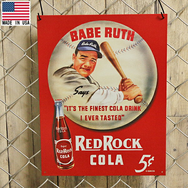 ブリキ看板 ベーブ・ルース RED ROCK COLA レトロ調 サイン 40.5cm×32cm Made in USA ■ Babe Ruth コーラ 野球 ベースボール メジャー インテリア 看板 アメリカ雑貨 壁掛け ショップ ガレージのサムネイル