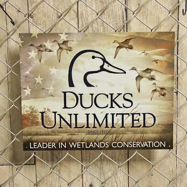乐天商城 - メタルサイン DUCKS UNLIMITED ロゴ SINCE 1937 レトロ調 サイン 32cm×41cm ■ ブリキ看板 ダック アニマル 狩猟 鳥 ハンティング インテリア 看板 アメリカ雑貨 壁掛け ショップ ガレージ