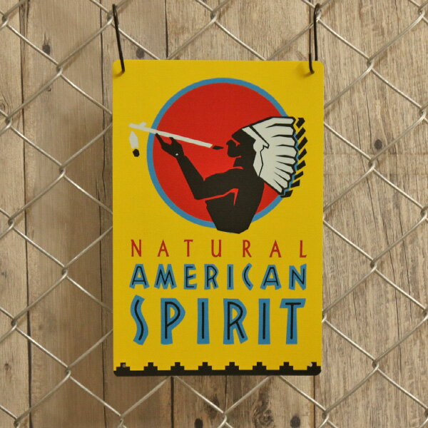 メタルサイン "NATURAL AMERICAN SPIRIT" ナチュラル アメリカン スピリット ロゴ 29cm×19cm ■ インディアン 煙草 タバコ シガレット アメスピ 店舗用 壁掛け インテリア ショップ ガレージ 雑貨 ブリキ看板のサムネイル