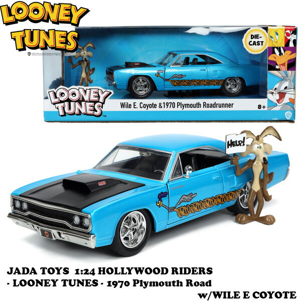 ミニカー ルーニー・テューンズ 1970 プリムス ロードランナー ワイリー・コヨーテ フィギュア付き ■ LOONEY TUNES Plymouth JADATOYS ROAD RUNNER WILEE COYOTE トイ おもちゃ 車