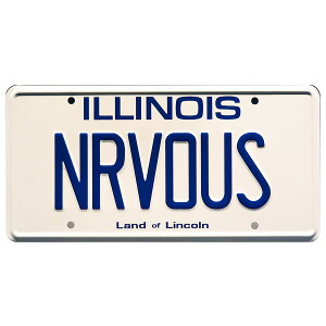 "フェリス・ビューラーの休日" ナンバープレート ILLINOIS（イリノイ州）NRVOUS ライセンス プレート エンボス 看板 15.5cm×30.5cm ブルー ホワイト ■ インテリア ディスプレイ 雑貨 壁掛け ガレージ 車