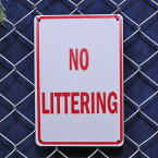 メタルサイン ゴミを捨てるな "NO LITTERING" 縦30cm×横20cm ■ 不法投棄厳禁 インテリア 壁掛け アルミ 看板