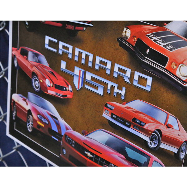 メタルサイン GMオフィシャル "CAMARO 45TH" シボレー カマロ 45周年 サインプレート 縦32cm×横40.5cm アメリカ製 ■ CHEVROLLET 車 アメ車 記念 アニバーサリー インテリア 看板 アメリカ雑貨 壁掛け ショップ ガレージ ブリキ看板 [2]