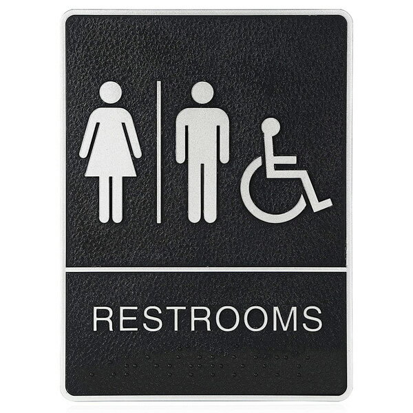 プラスチックサイン レストルーム エンボス サイン 縦20.5cm 横15cm 両面テープ式 点字 トイレ 女性 男性 車椅子 身障者 WC 表示 オフィス インテリア 雑貨