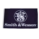 【フラッグ】スミス＆ウェッソン ロゴ フラッグ ブラック 屋内 屋外用 90cm×150cm UV加工 【Smith＆Wesson S W FLAG ミリタリー インテリア 旗 バナー】