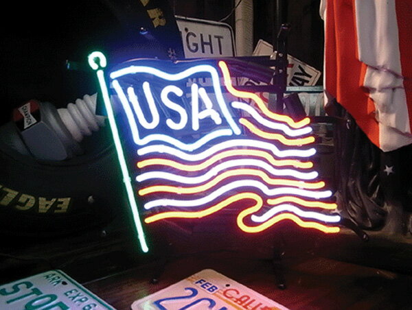 USA フラッグ ネオンサイン ■ 星条旗 アメリカ 床置き 吊り下げ インテリア 照明 ライト ネオン管 看板 1