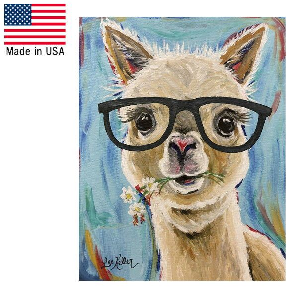 メタルサイン メガネのアルパカ 縦40.5cm×横31.5cm ■ アルパカ 眼鏡 黒縁 壁掛け インテリア 雑貨 ガレージ ブリキ看板 店舗ディスプレイ アメリカ製