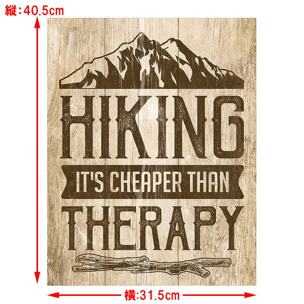 メタルサイン "HIKING THERAPY" ハイキング セラピー 縦40.5cm×横31.5cm ■ 山登り 登山 壁掛け インテリア 雑貨 ガレージ ブリキ看板 店舗ディスプレイ アメリカ製 [2]
