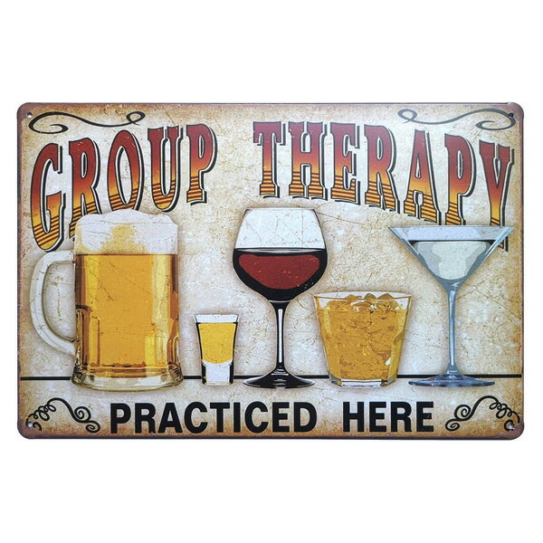 メタルサイン "GROUP THERAPY" グループ セラピー 縦20.5cm×横30cm ■ ビール ブランデー ワイン ウォッ..