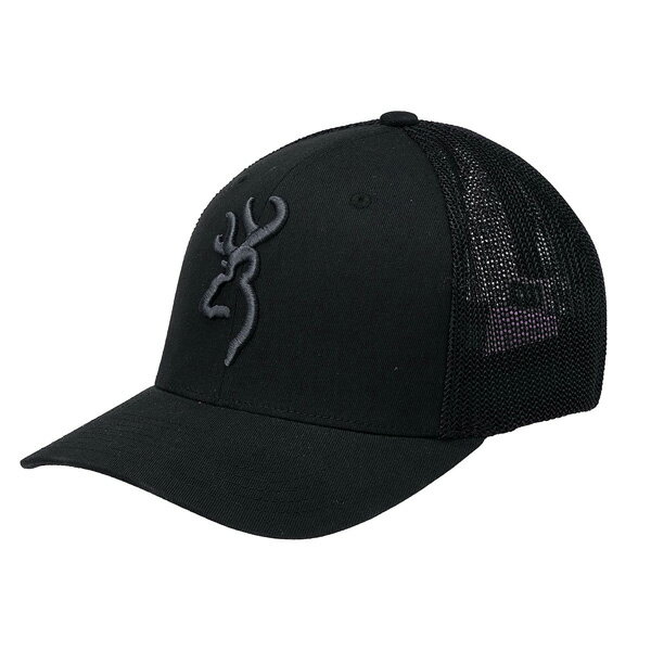 ブローニング Browning バックマーク ロゴ刺繍 メッシュキャップ ブラック ■ ベースボール 帽子 野球帽 ミリタリー ガン 銃 メンズ