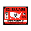 ステッカー UNITED STATES ZONBIE HUNTING PERMIT 米国ゾンビ狩猟許可証 約7.5cm×10cm ■ シール ステッカー バイオハザード Bio Hazard グッズ