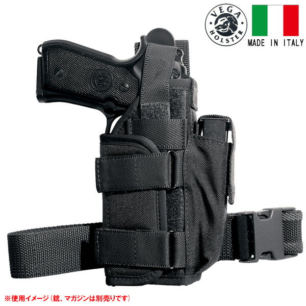 ベガホルスター 脚用 ベルトホルスター フラッシュライト/レーザー付きピストル用 ブラック PA280 vega holster 太もも 実物 ケース 銃 収納 イタリア製