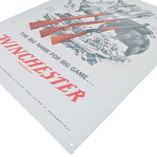 メタルサイン "WINCHESTER" ウィンチェスター 縦40.5cm×横32cm アメリカ製 ■ シューティング ハンティング 狩猟 動物 壁掛け インテリア 雑貨 ガレージ ブリキ看板 店舗 ディスプレイ [2]