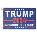 フラッグ TRUMP 2024 NO MORE BULLSHIT 屋内 屋外用 30.5cm×46cm UV加工 ■ トランプ アメリカ 大統領 FLAG ガレージ インテリア 旗 バナー